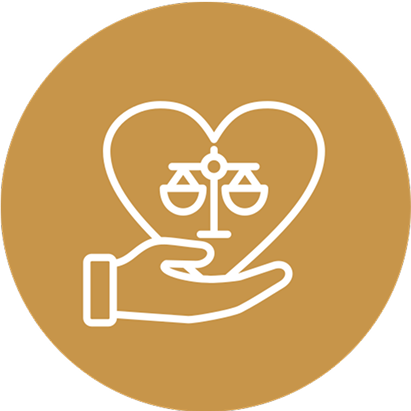 Icon representing justice, ethics, and client commitment