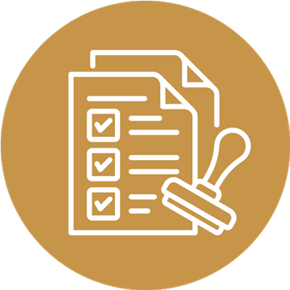 Icon representing legal documents and certified procedures